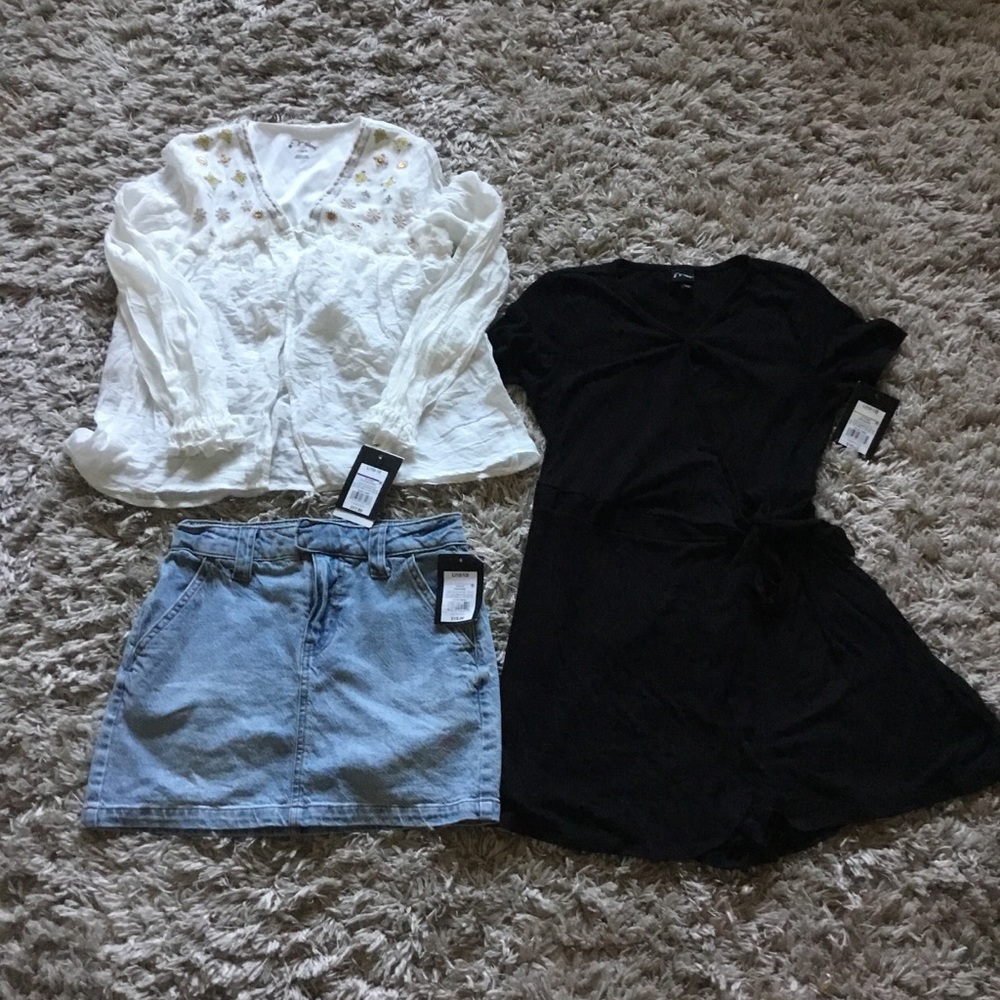Art & class girls size 10-12 White Blouse, Black Dress, and Denim Skirt Set
